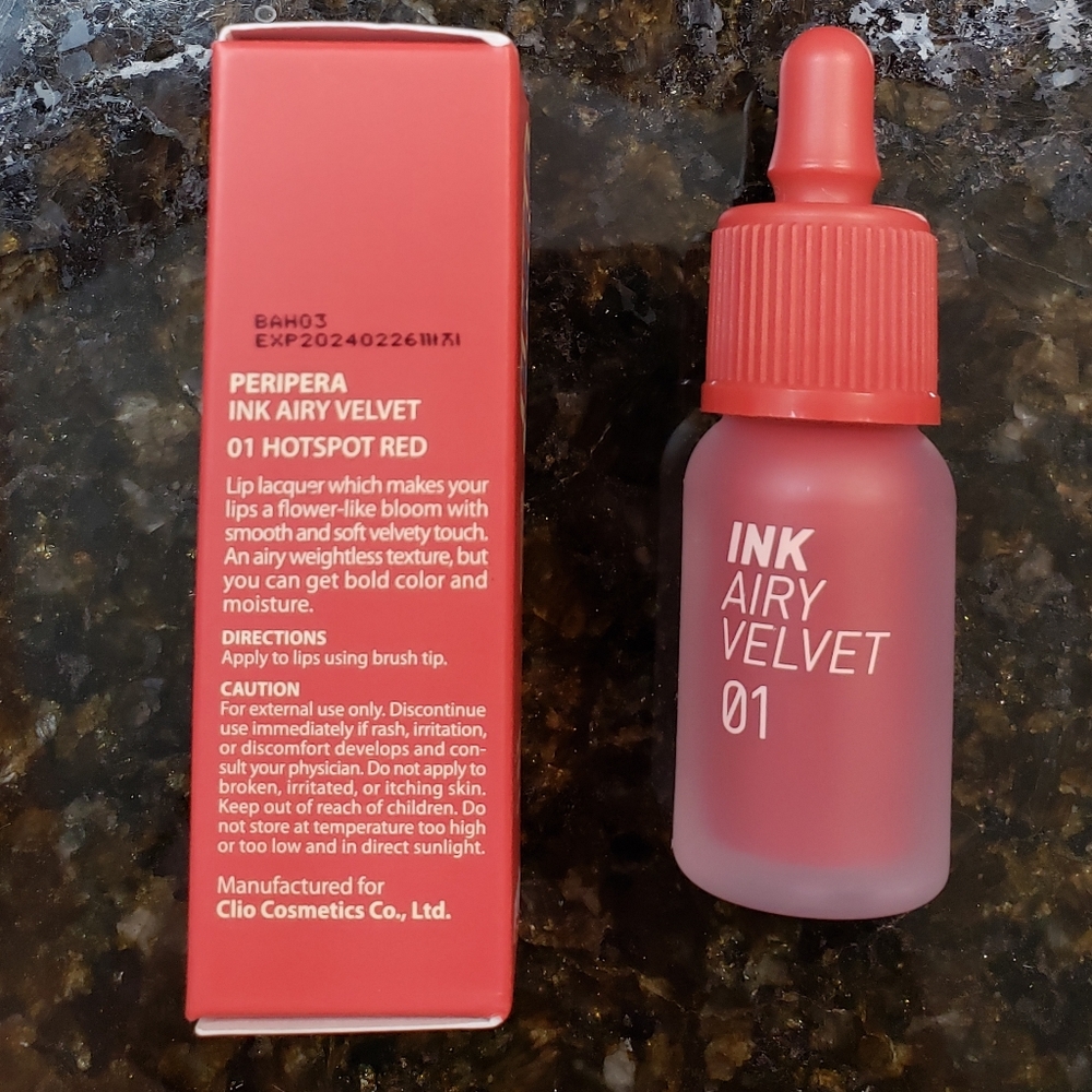 NIB Peripera Ink Airy Velvet 01 Hotshot Red